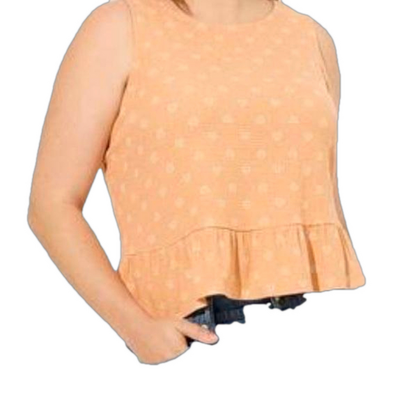 TORRID NWT Texture Knit High Neck Ruffle Tank Crop Top Peach Bloom Size 4 (US 26 - Picture 1 of 15